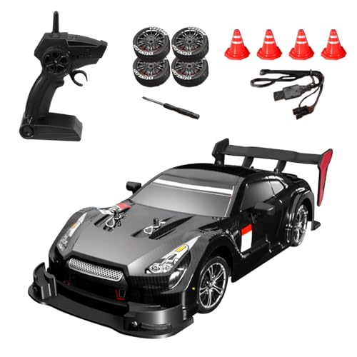 Hylukon RC Drift Auto, 2,4 GHz, 1/16, Ferngesteuertes Auto, hohe Geschwindigkeit, 30 km/h, 4WD Rennauto mit Beleuchtung, elektrisches Spielzeugauto, Geschenk für Kinder RTR von Hylukon