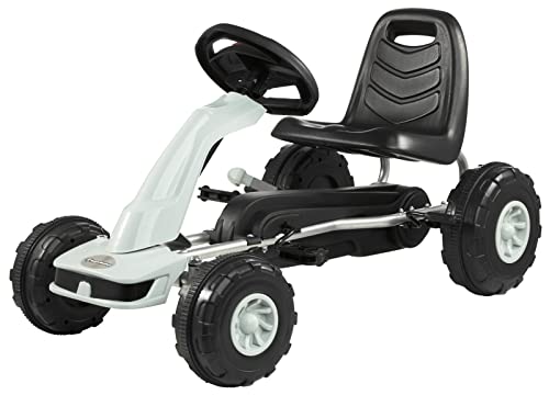 HyperMotion Go-Kart für Kinder ab 3 Jahren, Tretauto Jungen und Mädchen, Fahren: Vorne und Hinten, Doppelte Handbremse, Kinderfahrrad wie EIN Auto, 4 Räder Metall + Kunststoff, Grau von HyperMotion