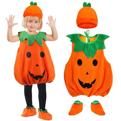 Hyran Halloween Kostüm Kinder Kürbis, Kürbis Kostüm Kinder Baby, Halloween Kostüm Kinder Jungen Mädchen für Halloween, Karneval Party, 4 Größen, 2-6Jahre (110) von Hyran