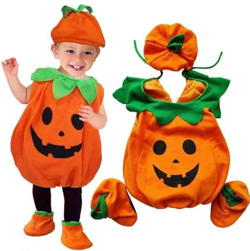 Hyran Halloween Kostüm Kinder Kürbis, Kürbis Kostüm Kinder Baby, Halloween Kostüm Kinder Jungen Mädchen für Halloween, Karneval Party, 4 Größen, 2-6Jahre (90) von Hyran