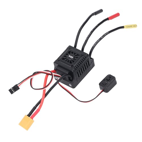 Hyuduo 60A RC Brushless ESC Elektronischer Geschwindigkeitsregler für 1/10 Kurzstrecken-LKW 4-Rad-Wagen, Kompatibel mit Verschiedenen Servos von Hyuduo