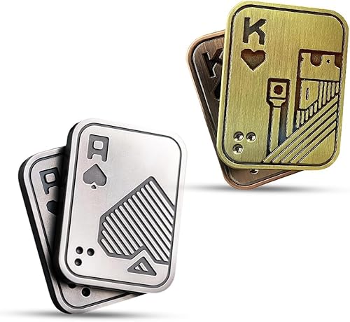 2 Stück Metall Poker Fidget Slider,Metall Poker Fidget Slider EDC Fidget Toys für Erwachsene ADHS Autismus Angst Stressabbau Magnetisches Zappelspielzeug für Erwachsene, Haptische Dekompression von Hyxodjy