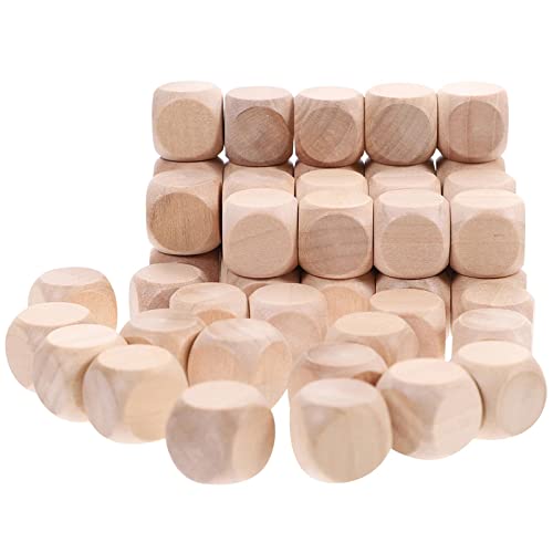 50 Stück Holzwürfel Blanko Würfel Spielwürfel Blankowürfel, DIY Leere Würfel Unbemalte Holz Würfel Einfacher Holz Würfel mit Runden Ecken für DIY Kunst & Handwerk Brettspiele 20 mm von Hyxodjy