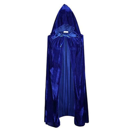 HzDazrl Unisex Erwachsene Kapuzenumhang Samt Langer Umhang Renaissance Mittelalter Halloween Party Umhang Umhang für Damen Herren (Blau, Einheitsgröße) von HzDazrl