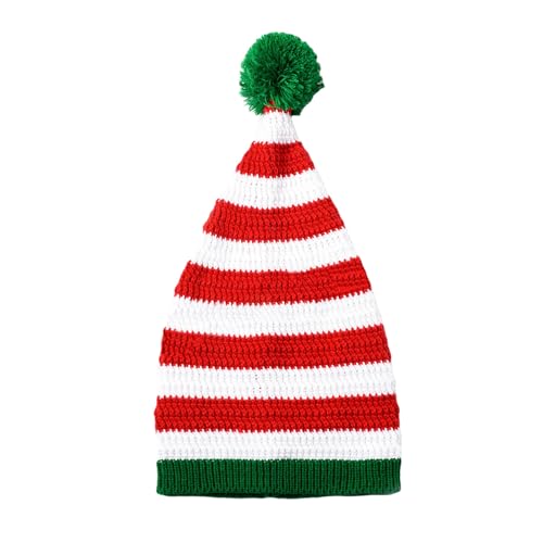 HzDazrl Weihnachtselfenhüte für Erwachsene, lustig, niedlich, Weihnachtsmannmütze, Weihnachtsmütze, Urlaubsparty-Kostüm für Damen und Herren, gestrickt, Rot, Einheitsgröße von HzDazrl