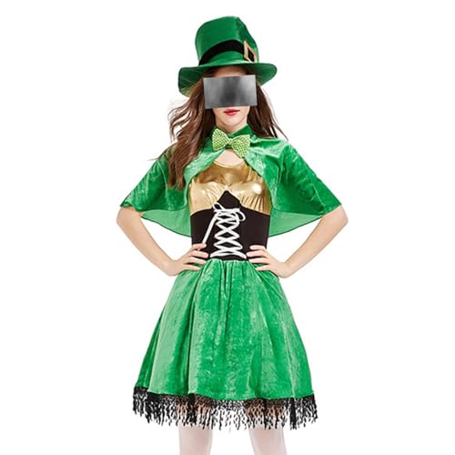 HzDazrl Weihnachtselfenkostüm-Set für Damen, niedlicher Weihnachtsanzug, Party, Urlaub, Kleid, Elfenhut, Cosplay-Outfits (Stil #030, M) von HzDazrl