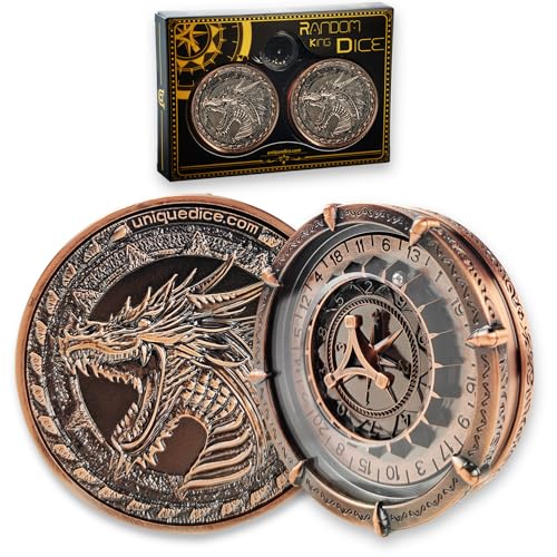 Random King Würfel-Set (2 Stück) 7-in-2 Metall Roulette Würfel Spinner mit Geschenkbox für DND Golbin Collection Dungeons and Dragons and Tabletop Game - Rotes Kupfer von HzFitInc