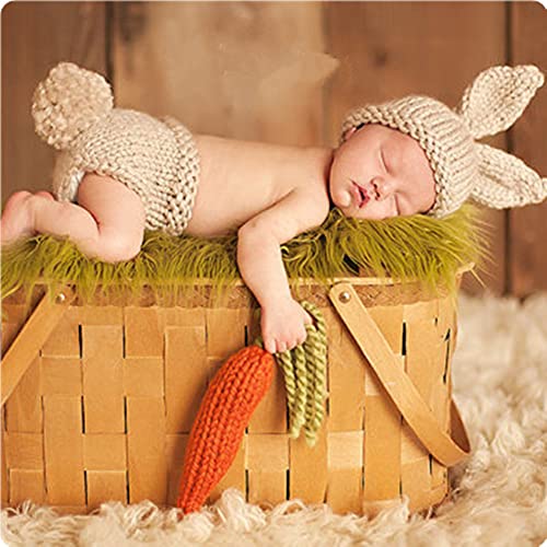 Baby Fotografie Kostüm Requisiten, Häkelarbeit Stricken Rabbit Caps Hosen Foto Kostüm Prop Outfit für Neugeborene Mädchen von Hztyyier