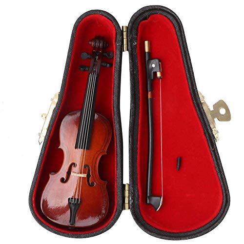 Hztyyier 3.9Inch Cello Miniatur, Instrument Ornament Holz Miniatur Cello Replik mit Bogen, Ständer & Geschenkbox Mini Musikinstrument Miniatur Modell von Hztyyier