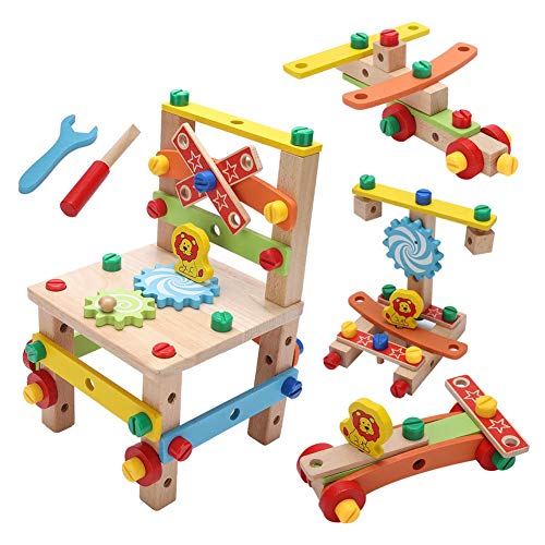 Hztyyier Multifunktionales Holzspielstuhlspielzeug aus Holz für Kinder, die intelligentes Spielzeug für Jungen und Mädchen Lernen(#2) von Hztyyier