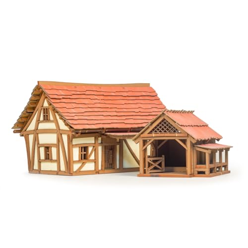 Cruck-Haus und Kuhstall – Mittelalterliches Holzhaus – DIY-Bausatz zum Selbstaufbau – Architektur- und Ingenieur-Set, Kreatives Geschenk für Rollenspiel-Fans von I BUILT IT