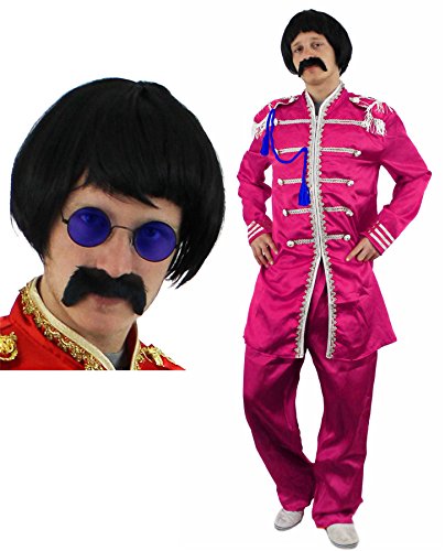 60s GENERATION " SERGEANT-PEPPER" KOSTÜME MIT BART/PERÜCKE UND HIPPIE BRILLE = KOSTÜM IST ERHALTBAR IN 4 VERSCHIEDENEN FARBEN - UND 4 VERSCHIEDENEN GRÖSSEN = VERKAUFT VON ILOVEFANCYDRESS® = DIE PERFEKTE RETRO MUSIK VERLEIDUNG DER 60igerJAHRE = ROSA-MEDIUM von I LOVE FANCY DRESS