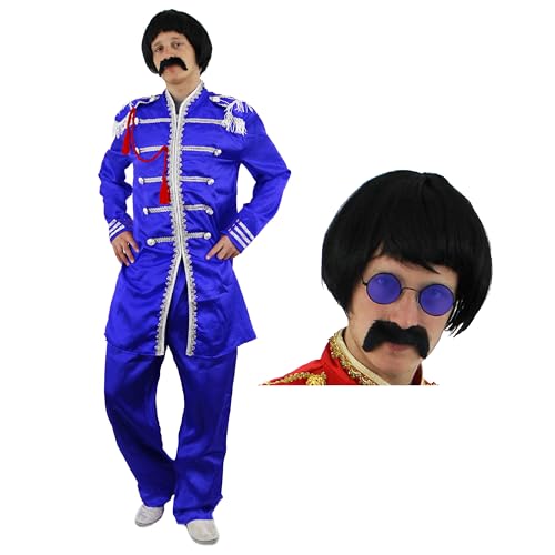 60s GENERATION " SERGEANT-PEPPER" KOSTÜME MIT BART/PERÜCKE UND HIPPIE BRILLE = KOSTÜM IST ERHALTBAR IN 4 VERSCHIEDENEN FARBEN - UND 4 VERSCHIEDENEN GRÖSSEN = VERKAUFT VON ILOVEFANCYDRESS® = DIE PERFEKTE RETRO MUSIK VERLEIDUNG DER 60igerJAHRE = BLAU-XLARGE von I LOVE FANCY DRESS