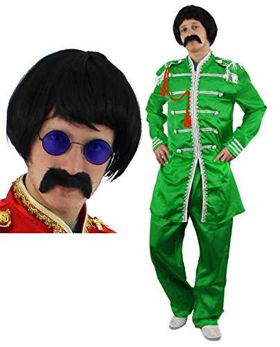 60s GENERATION " SERGEANT-PEPPER" KOSTÜME MIT BART/PERÜCKE UND HIPPIE BRILLE = KOSTÜM IST ERHALTBAR IN 4 VERSCHIEDENEN FARBEN - UND 4 VERSCHIEDENEN GRÖSSEN = VERKAUFT VON ILOVEFANCYDRESS® = DIE PERFEKTE RETRO MUSIK VERLEIDUNG DER 60igerJAHRE = GRÜN-SMALL von I LOVE FANCY DRESS