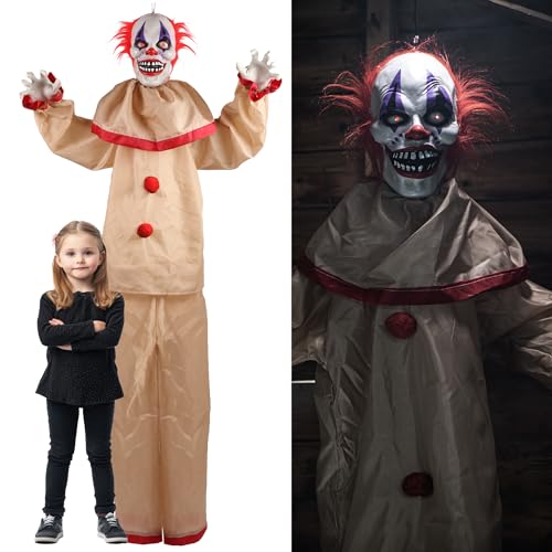 Animatronic Großer gruseliger Clown, 160 cm, Halloween-Dekoration, rote leuchtende Augen und Soundeffekte, bewegliche Arme, Halloween-Requisiten, 1 Stück Animatronic Großer gruseliger Clown, 160 cm, Halloween-Dekoration, rote leuchtende Augen und Soundeffekte, bewegliche Arme, Halloween-Requisiten, 1 Stück von I LOVE FANCY DRESS
