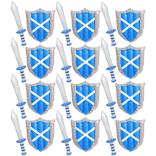 Aufblasbares Schild und Schwert Schottland – 45 x 32 cm Schottische Flagge Schild & 62 cm blaues Schwert – St. Andrew Print Fans Kostüm Zubehör Sport Verkleidung – X12 Sets von I LOVE FANCY DRESS