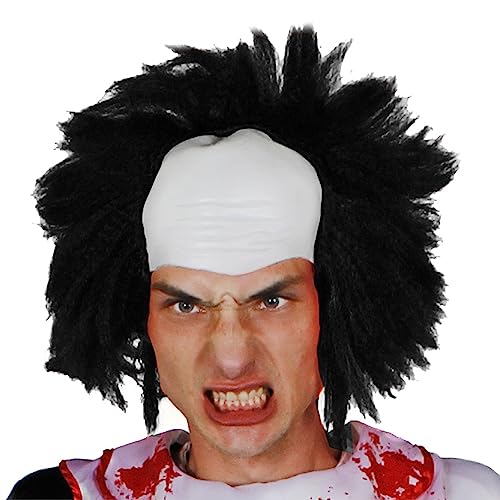 Balding Perücke Kostüm Zubehör - Haare auf Glatzenperücke Style Perücke - Clown, verrückt Wissenschaftler Perücke perfekt für Halloween Kostüm - Schwarz von I LOVE FANCY DRESS