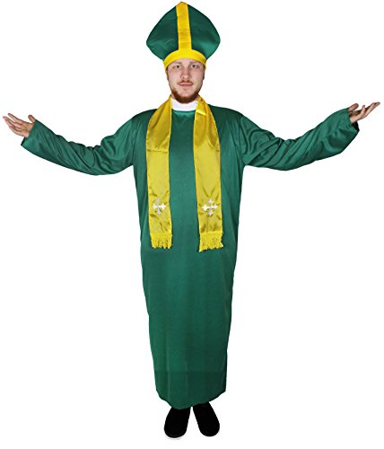 DIE PERFEKTE AUSWAHL FÜR ST PATRICK DAY VERKLEIDUNGEN = UND JEDE VERKLEIDUNG DER IRISCHEN ART= VON ILOVEFANCYDRESS®= SUPER KOSTÜME UND ZUBEHÖR FÜR IRISCHE PARTY UND FASCHING UND KARNEVAL = DREITEILIGES GRÜNES PRIESTER KOSTÜM - LARGE von I LOVE FANCY DRESS