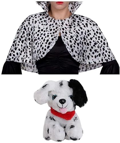 Damen-Accessoire für böse Hunde, Größe XL, Umhang mit Dalmatiner-Druck, Plüschtier, Dalmatiner-Hund, Erwachsenen-Kostüm, Buchwoche von I LOVE FANCY DRESS