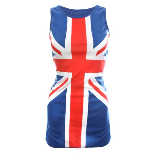 Damen Union Jack Kleid – Rot, Weiß und Blau Union Jack Flagge Klassisches Kleid – 90er Jahre Musik Ikonen, Brit Pop, VE Day, Jubiläumskostüm, blau, 40-42 von I LOVE FANCY DRESS