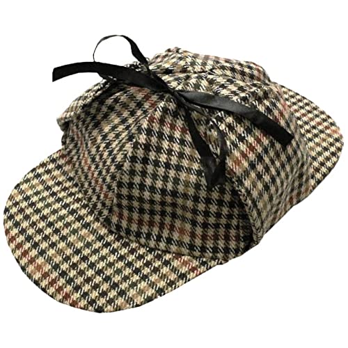 Deerstalker-Hut / Sherlock-Holmes-Mütze, Tweed-Optik, Kostümzubehör von I LOVE FANCY DRESS