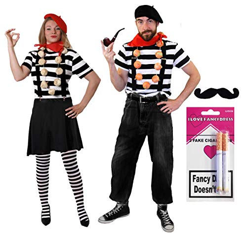 Deluxe-Kostüm-Set für französische Paare, inklusive Zubehör, Größe M und XL von I LOVE FANCY DRESS