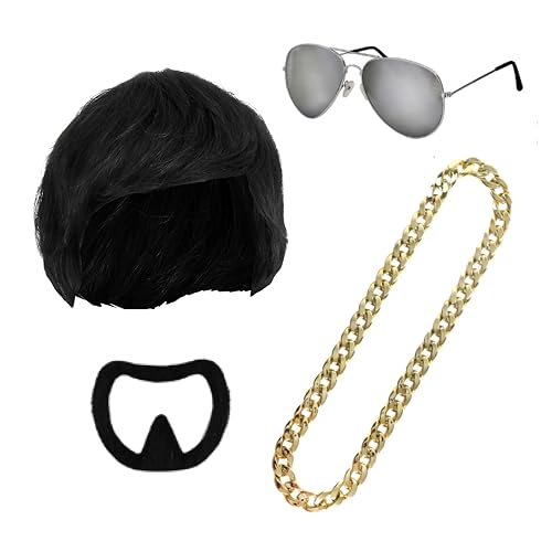 Erwachsene Ibiza Final Boss Kostüm Zubehör Set - Bowl Cut Perücke, Ziegenbart Stick On, Gold Kette & Brille - Lustiges Faschingskostüm-Kit für Festivals & Partys Erwachsene Ibiza Final Boss Kostüm Zubehör Set - Bowl Cut Perücke, Ziegenbart Stick On, Gold Kette & Brille - Lustiges Faschingskostüm-Kit für Festivals & Partys von I LOVE FANCY DRESS