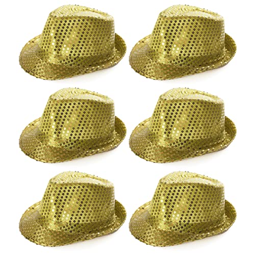 Goldener Trilby-Hut – Fedora-Hut mit goldenen Pailletten im Stil der 1920er Jahre, Gangster-Kostüm, Unisex-Accessoire, perfekt für Sportveranstaltungen, Tanzshows, Partys und Kostümveranstaltungen – 6 von I LOVE FANCY DRESS