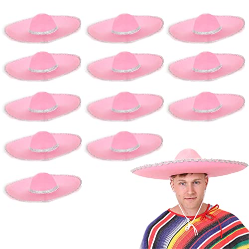 Großer rosa mexikanischer Sombrero – 1 Stück – Jumbo Pink Filz Sombrero mit silberfarbenem Rand – Erwachsene Mexiko Mariachi Junggesellinnenabschied Cinco de Mayo Fiesta Kostüm Zubehör von I LOVE FANCY DRESS