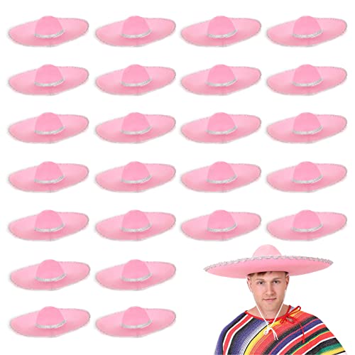 Großer rosa mexikanischer Sombrero – 1 Stück – Jumbo Pink Filz Sombrero mit silberfarbenem Rand – Erwachsene Mexiko Mariachi Junggesellinnenabschied Cinco de Mayo Fiesta Kostüm Zubehör von I LOVE FANCY DRESS