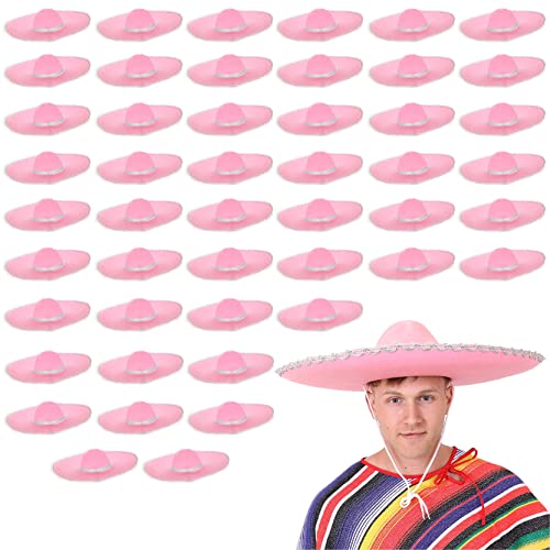 Großer rosa mexikanischer Sombrero – 1 Stück – Jumbo Pink Filz Sombrero mit silberfarbenem Rand – Erwachsene Mexiko Mariachi Junggesellinnenabschied Cinco de Mayo Fiesta Kostüm Zubehör von I LOVE FANCY DRESS