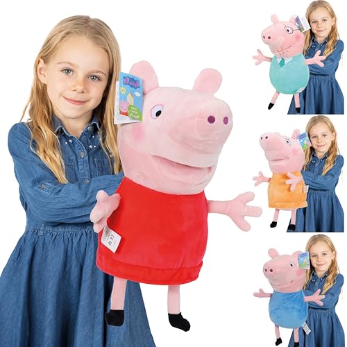 Großes Plüsch-Handpuppen-Set mit Peppa Wutz – Peppa, George, Mummy Pig und Daddy Pig – perfekt für Peppa Pig Fans jeden Alters von I LOVE FANCY DRESS