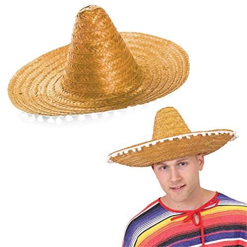 Großhandel Mexikanische Sombreros - 24 Stück - Orange Sombrero mit weißem Bommelrand - Mexiko Cinco de Mayo Mariachi Fiesta Kostüm Zubehör von I LOVE FANCY DRESS