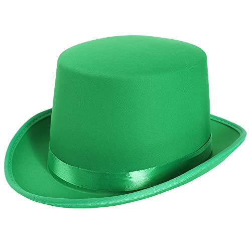 Grüner irischer Zylinderhut – grüner Satin-Zylinder mit passendem grünem Band – Herren Damen St. Patricks Day Irland Hut Party Kostüm Zubehör – 3 Stück von I LOVE FANCY DRESS