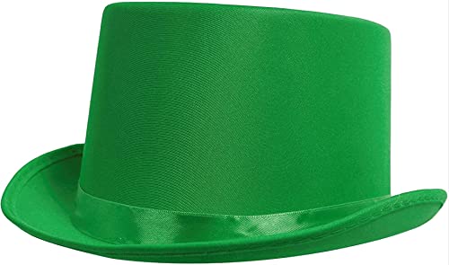 Grüner irischer Zylinderhut – grüner Satin-Zylinder mit passendem grünem Band – Herren Damen St. Patricks Day Irland Hut Party Kostüm Zubehör – 1 Stück von I LOVE FANCY DRESS