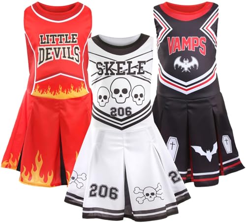 Halloween-Vampir-Cheerleader-Kleid für Mädchen, Größe XL, Schwarz und Rot, Cheerleader-Kleid mit Fledermaus- und Sarg-Designs, gruseliges Halloween-Kostüm für Kinder Halloween-Vampir-Cheerleader-Kleid für Mädchen, Größe XL, Schwarz und Rot, Cheerleader-Kleid mit Fledermaus- und Sarg-Designs, gruseliges Halloween-Kostüm für Kinder von I LOVE FANCY DRESS