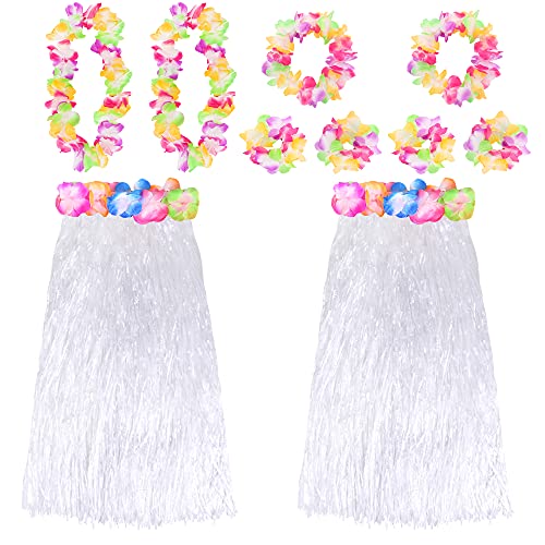 Hawaiianischer Hula-Rock, Kostüm-Accessoire, bunt, 80 cm, kurzer Hula-Rock, Hawaii-Rock, Luau-Hawaii-Rock, Weiß, 2 Stück von I LOVE FANCY DRESS