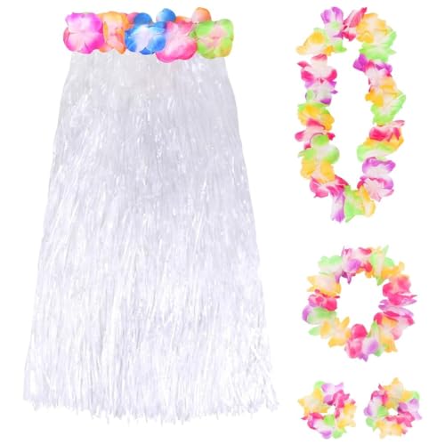 Hawaiianischer Hula-Rock, Kostüm-Accessoire, bunt, 80 cm, kurzer Hula-Rock, Hawaii-Rock, Luau-Hawaii-Rock, Weiß von I LOVE FANCY DRESS