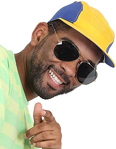 I LOVE FANCY DRESS 90er Jahre Themed Kostüm Zubehör Kit Bel Air Prince - Blau Gelb Baseball Cap + Gold Rimmed Sonnenbrille - Erwachsene Einheitsgröße von I LOVE FANCY DRESS