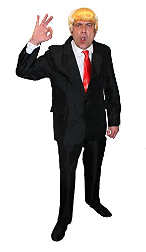 I LOVE FANCY DRESS DONALD TRUMP KOSTÜM VERKLEIDUNGS=BEINHALTET=BLONDE PERÜCKE+ROTEN KRAWATTE+SCHWARZEN ANZUG=DIE PERFEKTE AMERIKANISCHE PARTY FASCHING KARNEVAL ANZUG IN LARGE von I LOVE FANCY DRESS