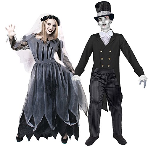 I LOVE FANCY DRESS GEISTER ZOMBIE PAAR KOSTÜM VERKLEIDUNG HALLOWEEN FASCHING UND KARNEVAL = OHNE ZUBEHÖR =FRAUEN-XLARGE + MÄNNER-XXLARGE von I LOVE FANCY DRESS