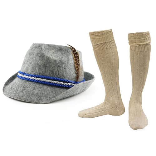 I LOVE FANCY DRESS Grauer Bayerischer Hut & Bayerische Socken - Grauer Bayerischer Hut und Paar Bayerische Socken - Perfekt für Oktoberfest & Deutsche Mottopartys von I LOVE FANCY DRESS