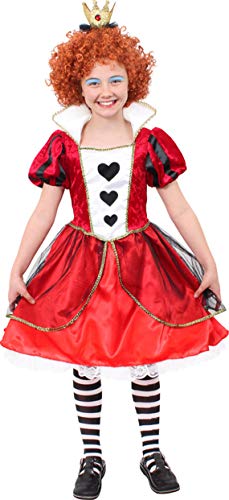 I LOVE FANCY DRESS HERZKÖNIGIN KOSTÜM FÜR MÄDCHEN - ROTES KLEID MIT GOLDBORTE + INGWERPERÜCKE UND GOLDENE KRONE AM HAARBÜGEL - BUCHWOCHE KOSTÜM FÜR MÄDCHEN (GROẞ) von I LOVE FANCY DRESS