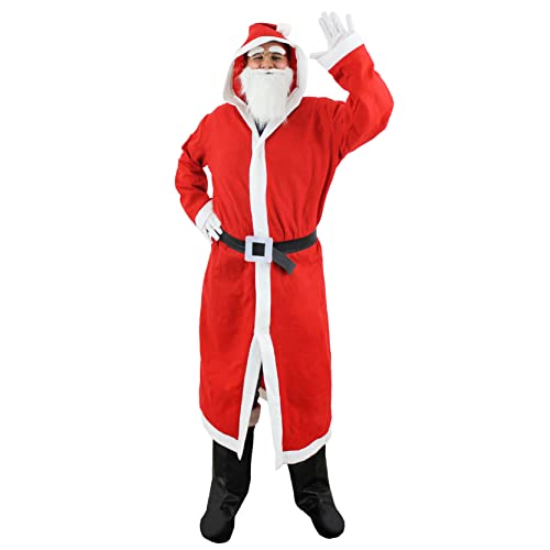 I LOVE FANCY DRESS Herren Budget Santa Cloak Kostüm – 3-teiliges Weihnachtsmann-Kostüm – rote Weihnachtsmannjacke + elastischer Bart + künstliche Augenbrauen – Einheitsgröße – 1 Stück von I LOVE FANCY DRESS