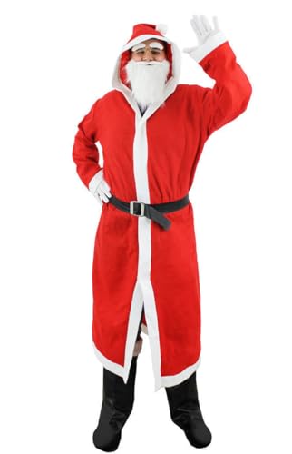 I LOVE FANCY DRESS Herren Budget Santa Cloak Kostüm – 3-teiliges Weihnachtsmann-Kostüm – rote Weihnachtsmannjacke + elastischer Bart + künstliche Augenbrauen – Einheitsgröße – 12 Stück von I LOVE FANCY DRESS