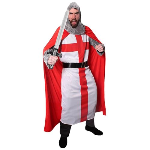 I LOVE FANCY DRESS Herren St George's Knight Kostüm mit aufblasbarem Schwert – King Arthur Excalibur Fußball Six Nations Rugby – Größe S von I LOVE FANCY DRESS