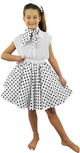 I LOVE FANCY DRESS KURZER WEIßER Polka DOT Rock MIT SCHWARZEN Punkten KOSTÜM IM Stil DER 50iger MÄDCHEN PERFEKT FÜR Themen-Partys Sommer ODER Tanz UND Theater von I LOVE FANCY DRESS