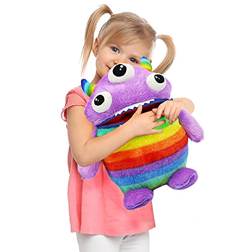 I LOVE FANCY DRESS Kinder-Stofftier "Worry Yumy"-Monster, 38 cm hoch, mit Reißverschluss, Violett von I LOVE FANCY DRESS