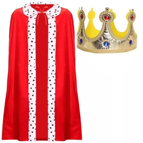 I LOVE FANCY DRESS Königskostüm für Kinder, roter Velours-König-Robe mit weißem Rand und Plüschkrone, für Jungen und Mädchen, Weihnachten, Krippe, König, Prinz, Robe, Outfit (Einheitsgröße) von I LOVE FANCY DRESS