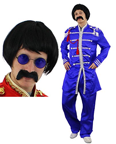 I LOVE FANCY DRESS LTD 60iger GENERATION SERGEANT-PEPPER KOSTÜME VERKLEIDUNG VERSCHIEDENEN VARIATIONEN+FARBEN+GRÖSSEN RETRO MUSIK FASCHING HALLOWEEN =PERÜCKE+BRILLE+SCHNURRBART + BLAUES KOSTÜM-XLARGE von I LOVE FANCY DRESS